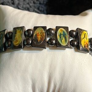 Jesus and Mary metal bracelet